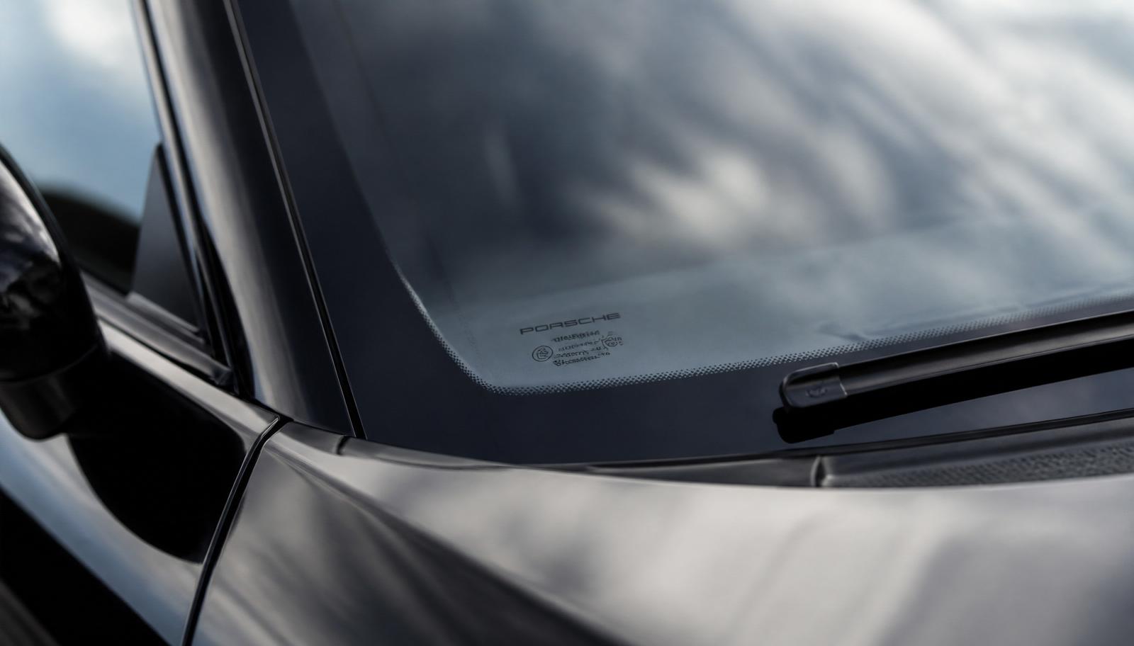 Porsche 911 windshield close-up — protected with XPEL windshield film